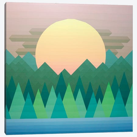Sunset in the Forest Canvas Print #JYO111} by Jun Youngjin Canvas Artwork