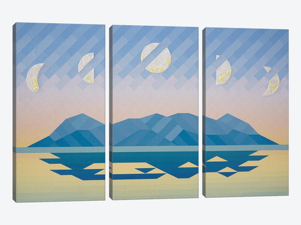 Moon Cycle over Peaks by Jun Youngjin 3-piece Canvas Art Print