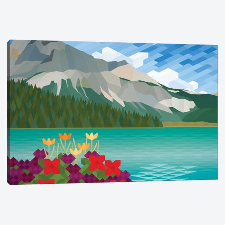 Flower and Mountains Canvas Print #JYO15} by Jun Youngjin Canvas Art