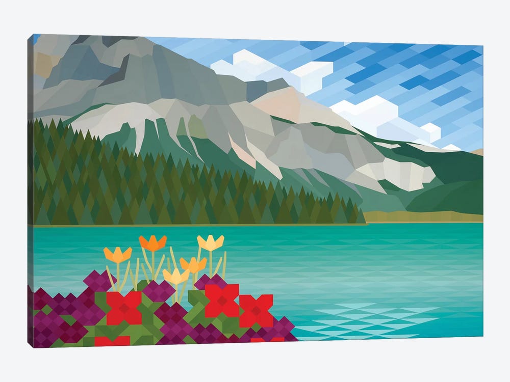 Flower and Mountains by Jun Youngjin 1-piece Canvas Artwork