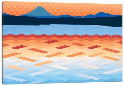 Orange and Blue Sea and Sky Canvas Art Print - Lakehouse Décor