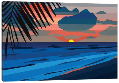 Tropical Beach Sunset Canvas Art Print - Pantone Color of the Year