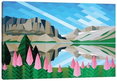 Pink Flower Mountain Canvas Art Print - Jun Youngjin