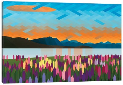 Floral Sunset Canvas Art Print - I Can't Believe it's Not Digital