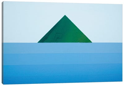 Green Puramid And Blue Sea Canvas Art Print - Jun Youngjin