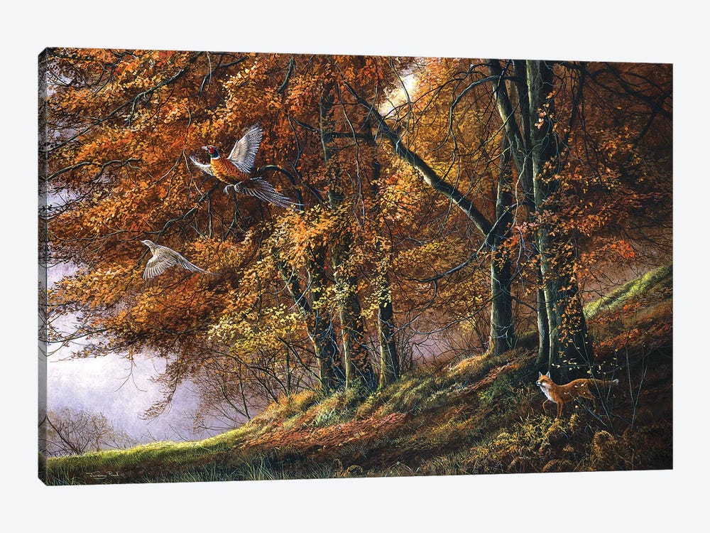 Autumn - Fox And Pheasants by Jeremy Paul 1-piece Canvas Artwork