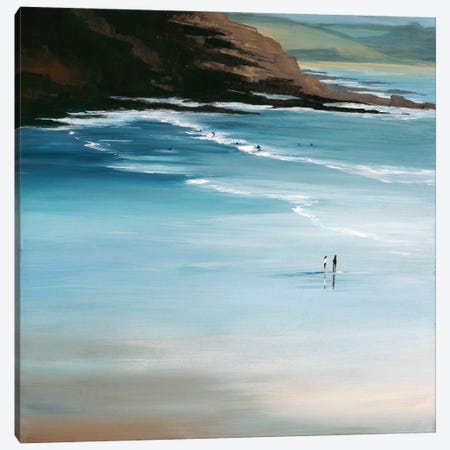 Surfers On Polzeath Beach, North Cornwall II Canvas Print #JYR25} by Jeremy Farmer Canvas Wall Art