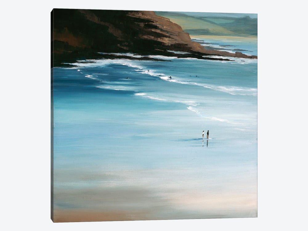Surfers On Polzeath Beach, North Cornwall II by Jeremy Farmer 1-piece Canvas Art Print
