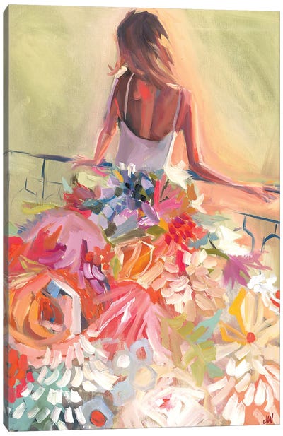 Flower Dress Canvas Art Print - Pantone 2024 Peach Fuzz