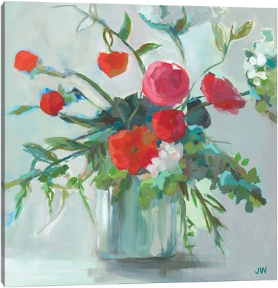 Red Ranunculus Canvas Art Print - Jenny Westenhofer