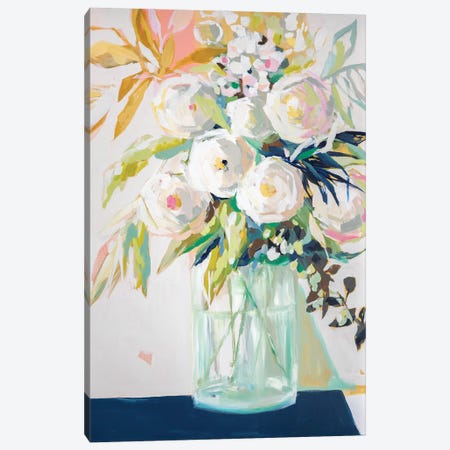 Navy Vase Floral Canvas Print #JYW37} by Jenny Westenhofer Canvas Wall Art