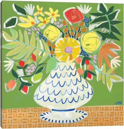 Andi's Bouquet Canvas Art Print - Celery