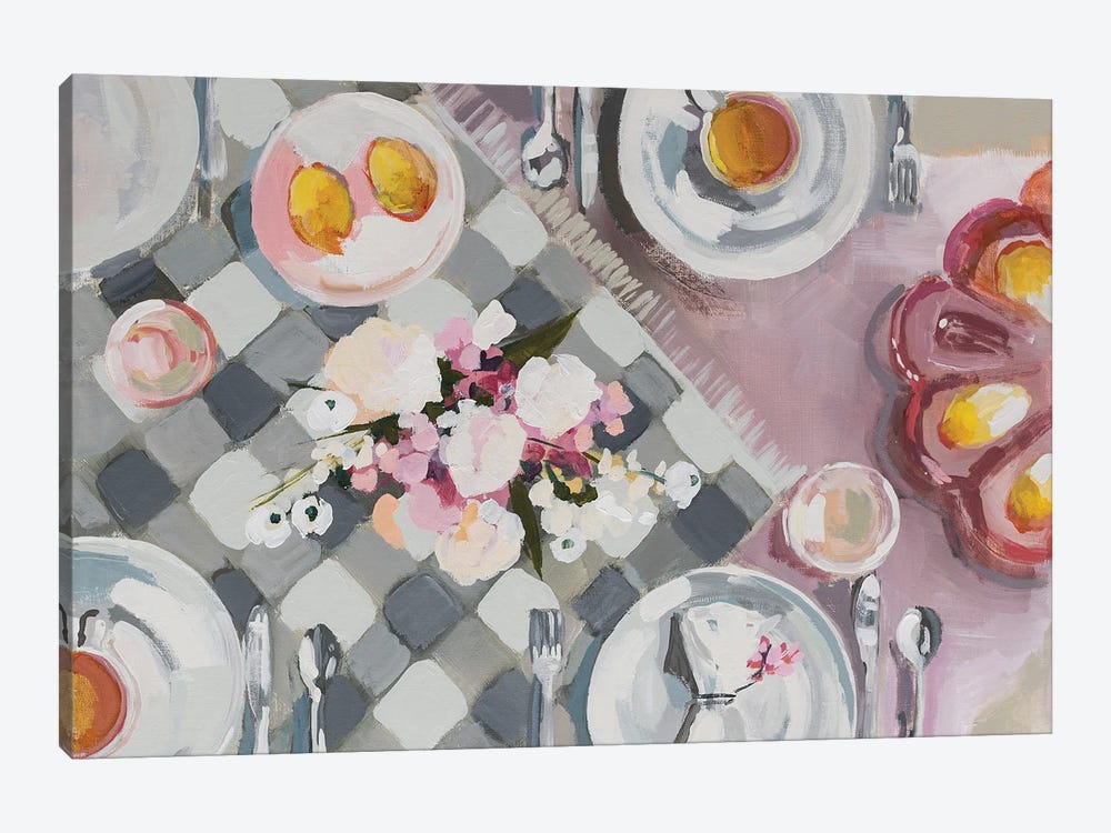 Checkered Tablecloth by Jenny Westenhofer 1-piece Canvas Print