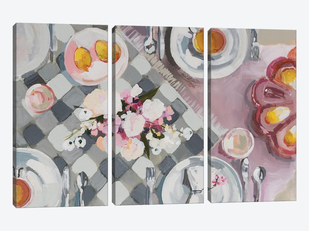 Checkered Tablecloth by Jenny Westenhofer 3-piece Art Print