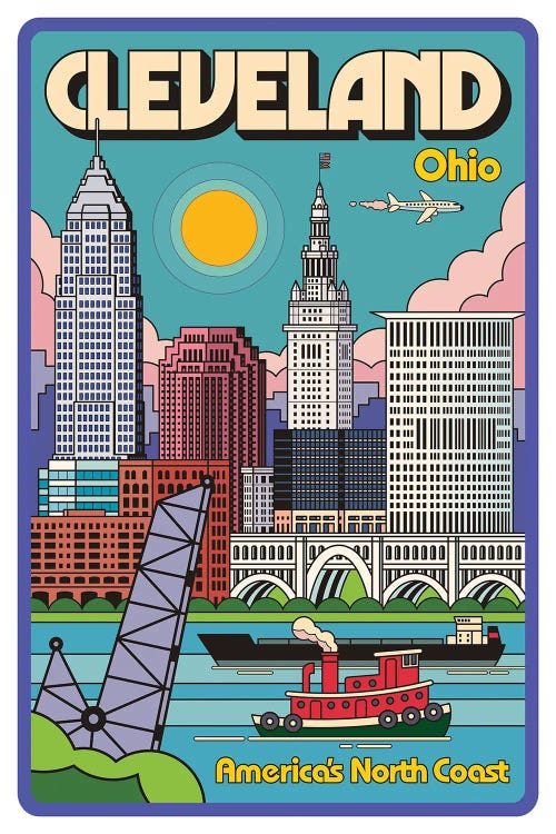 Cleveland Pop Art Travel Poster by Jim Zahniser wall art