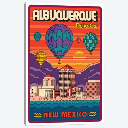 Albuquerque Pop Art Travel Poster Canvas Print #JZA101} by Jim Zahniser Canvas Wall Art
