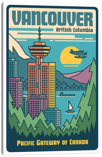 Vancouver Pop Art Poster Canvas Art Print - British Columbia Art