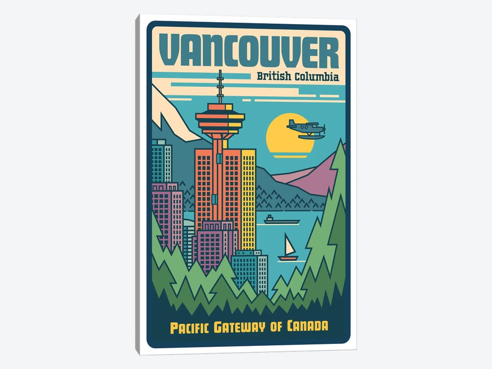 Vancouver Pop Art Poster by Jim Zahniser 1-piece Canvas Wall Art
