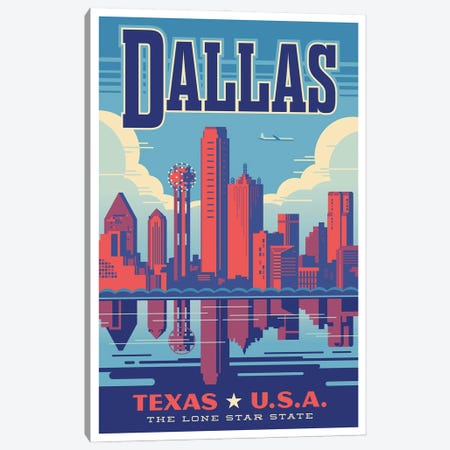Dallas Travel Poster Canvas Print #JZA106} by Jim Zahniser Canvas Art Print