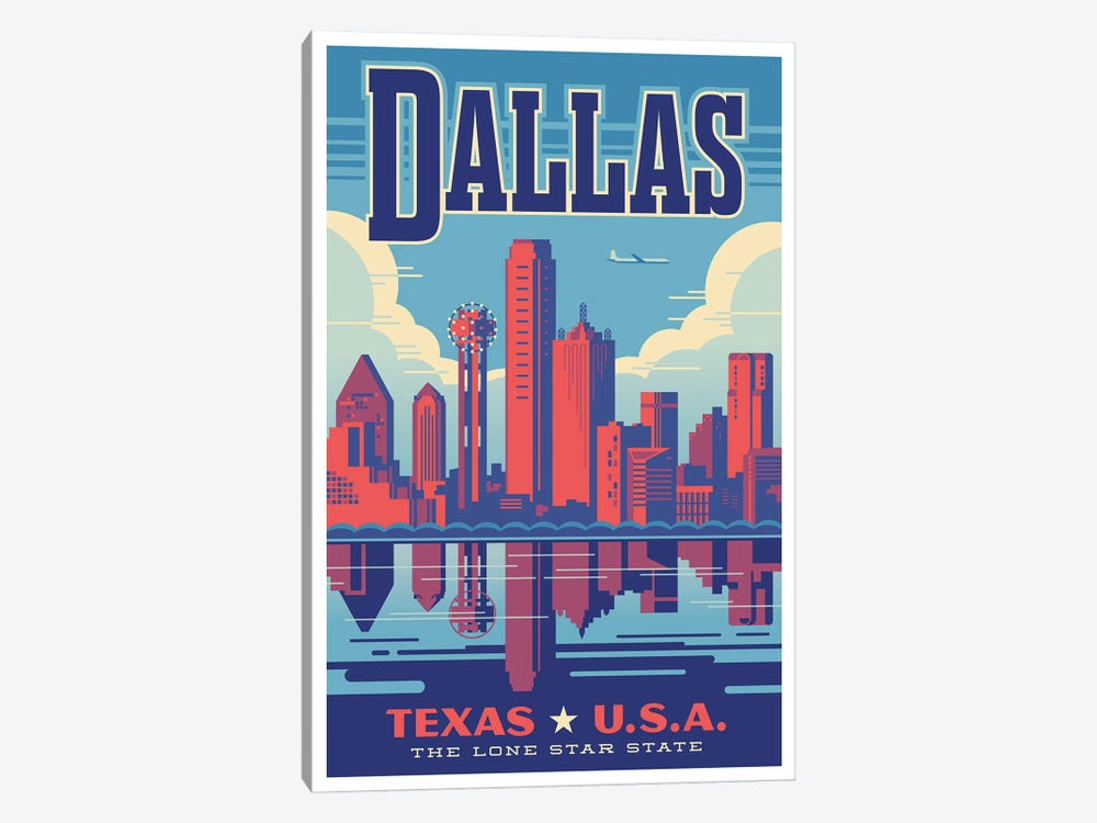 Dallas Travel Poster by Jim Zahniser 1-piece Canvas Art Print