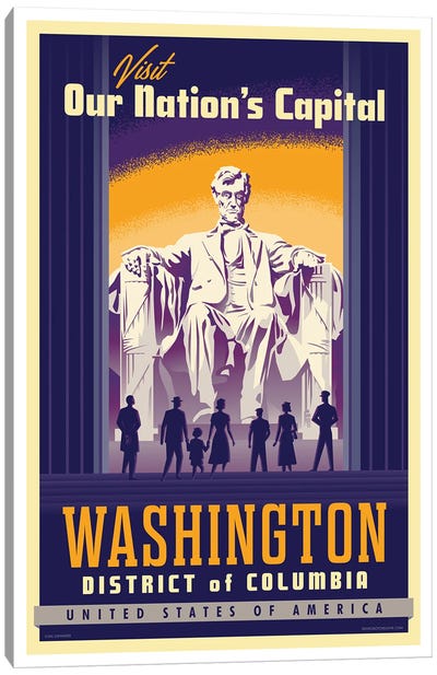Washington D.C. Travel Poster Canvas Art Print - Monument Art