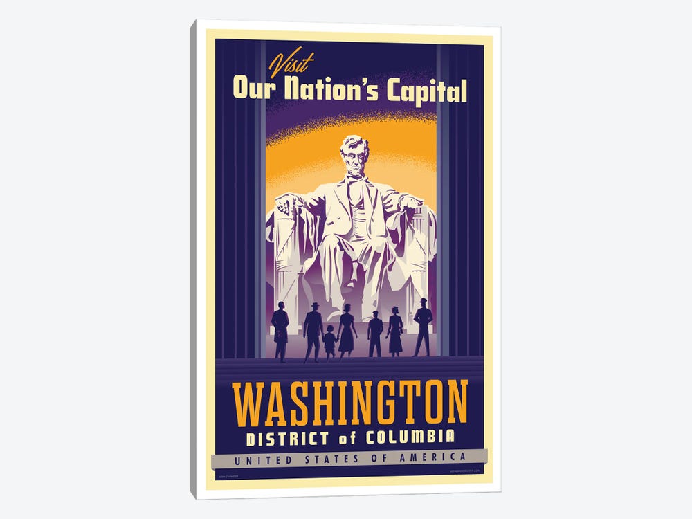 Washington D.C. Travel Poster by Jim Zahniser 1-piece Canvas Art Print
