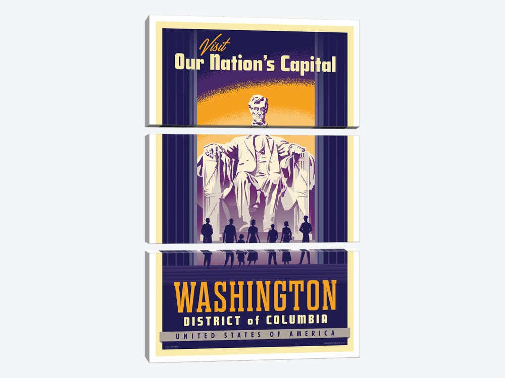 Washington D.C. Travel Poster by Jim Zahniser 3-piece Art Print