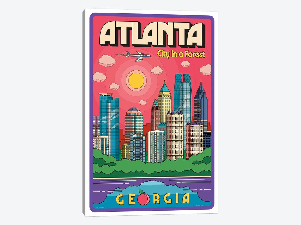 Atlanta Pop Art Travel Poster by Jim Zahniser 1-piece Canvas Wall Art