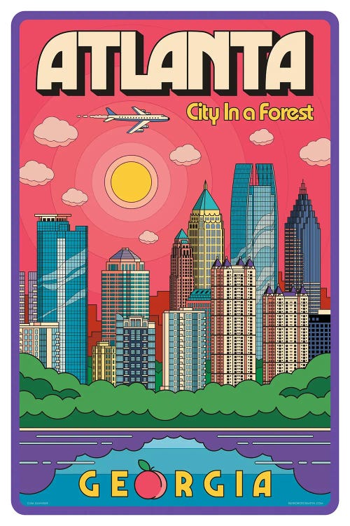 Atlanta Pop Art Travel Poster by Jim Zahniser wall art