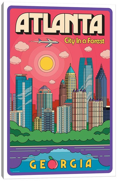Atlanta Pop Art Travel Poster Canvas Art Print - Jim Zahniser