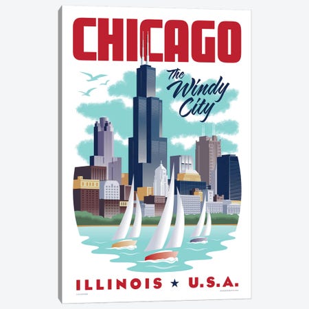 Chicago Travel Poster Canvas Print #JZA10} by Jim Zahniser Art Print