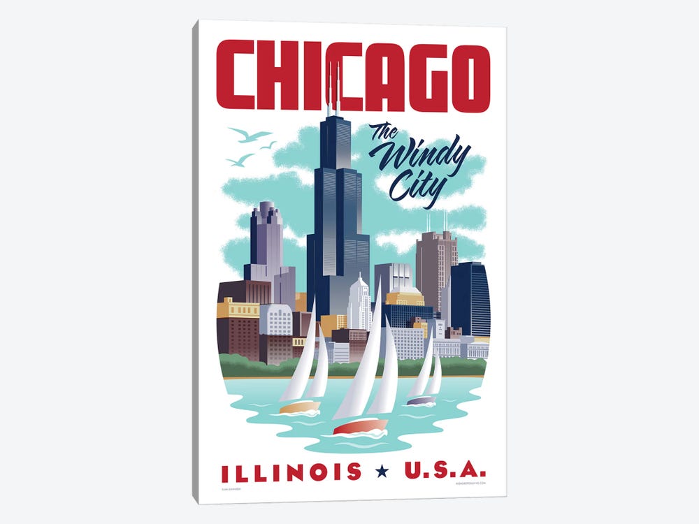 Chicago Travel Poster by Jim Zahniser 1-piece Canvas Wall Art