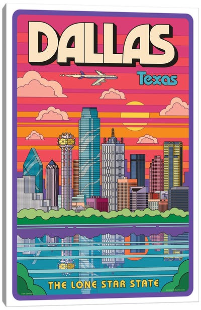 Dallas Pop Art Travel Poster Canvas Art Print - Dallas Art