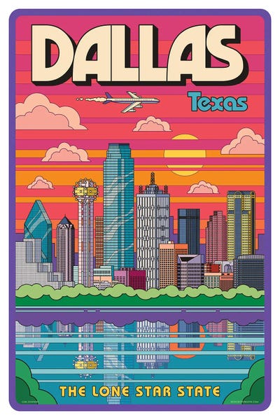 Pop World Tour: Dallas Pop Art Travel Poster by Jim Zahniser