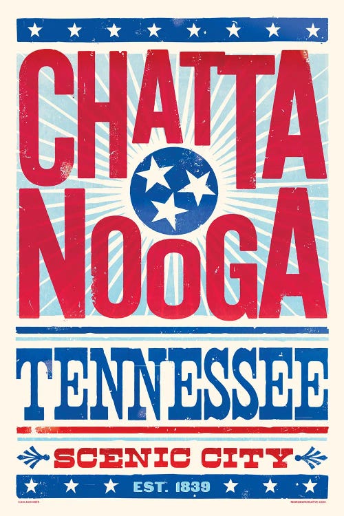 Chattanooga Letterpress Style Poster