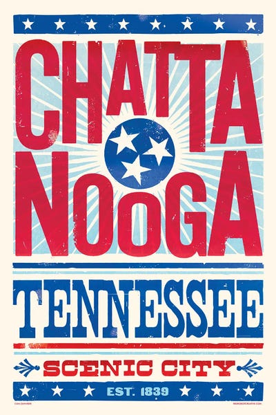 Jim Zahniser: Chattanooga Letterpress Style Poster by Jim Zahniser