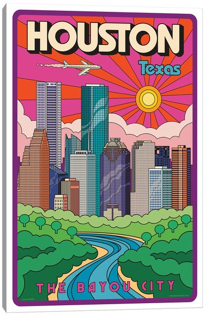Houston Pop Art Travel Poster Canvas Art Print - Houston Art
