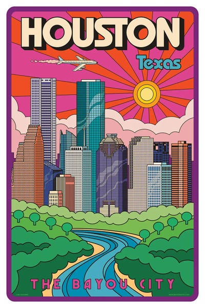 Typography: Houston Pop Art Travel Poster by Jim Zahniser