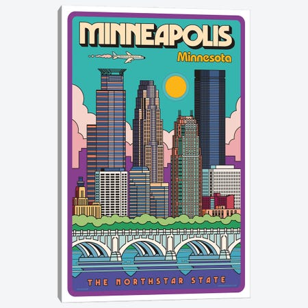 Minneapolis Pop Art Travel Poster Canvas Print #JZA113} by Jim Zahniser Canvas Art Print