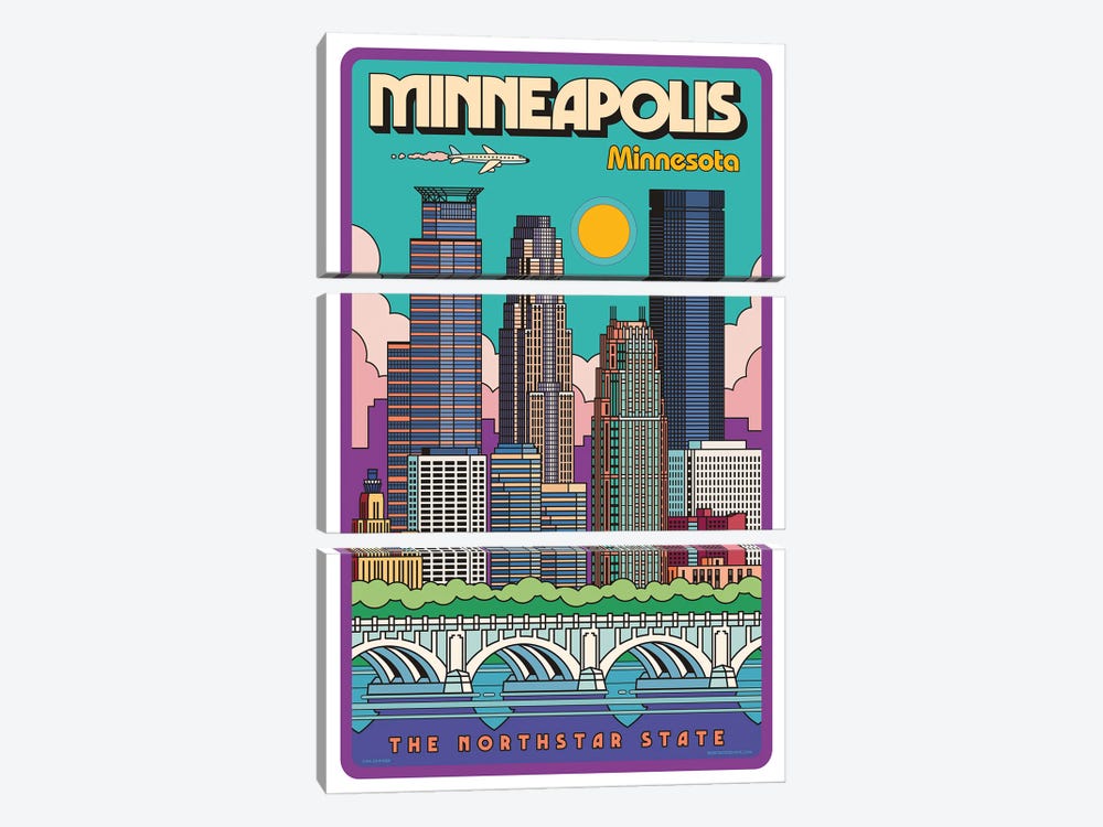 Minneapolis Pop Art Travel Poster by Jim Zahniser 3-piece Art Print