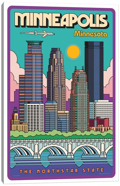 Minneapolis Pop Art Travel Poster Canvas Art Print - Jim Zahniser
