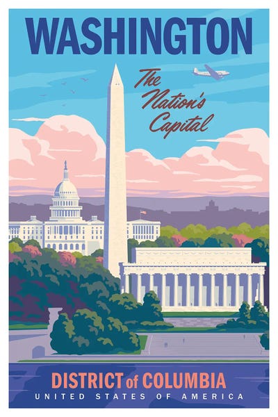 Washington, D.C.: Washington DC Mall Travel Poster by Jim Zahniser