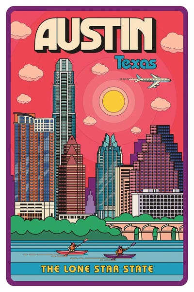 Austin: Austin Pop Art Travel Poster by Jim Zahniser