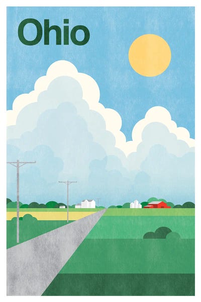 Ohio: Ohio Farm Minimalist Poster by Jim Zahniser