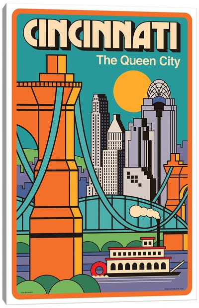 Cincinnati Travel Poster Canvas Art Print - Architecture Art