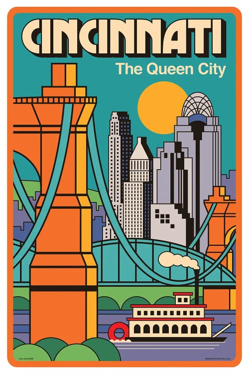 Cincinnati Travel Poster by Jim Zahniser wall art