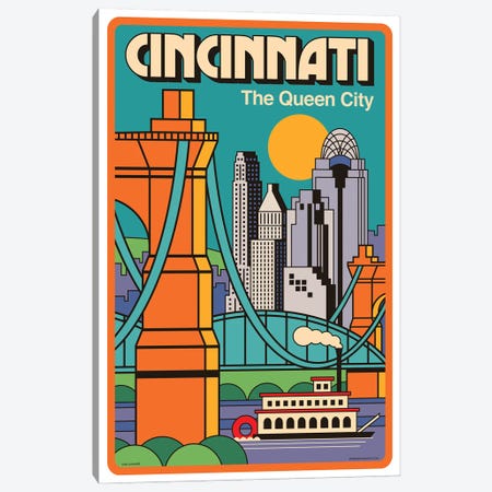 Cincinnati Travel Poster Canvas Print #JZA11} by Jim Zahniser Canvas Print