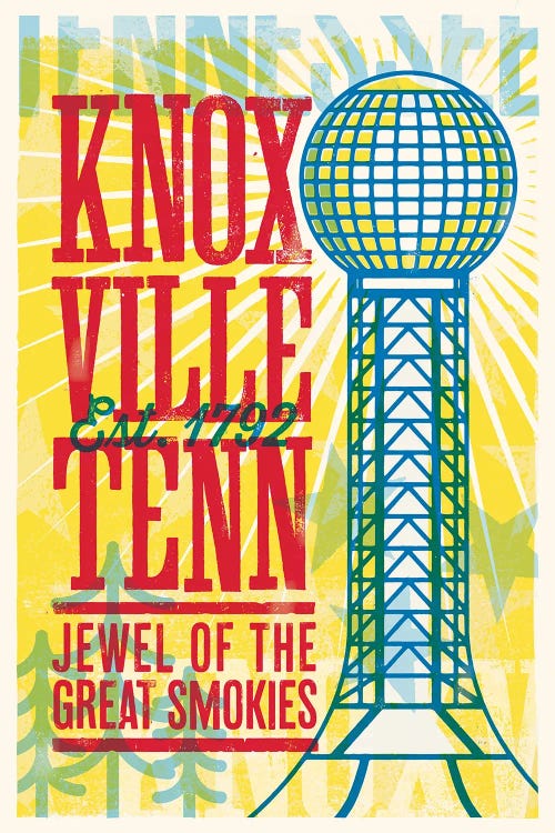 Knoxville Letterpress Style Poster by Jim Zahniser wall art