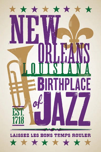 Fleur-de-lis: New Orleans Letterpress Style Poster by Jim Zahniser