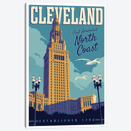Cleveland Travel Poster Canvas Print #JZA12} by Jim Zahniser Canvas Art Print